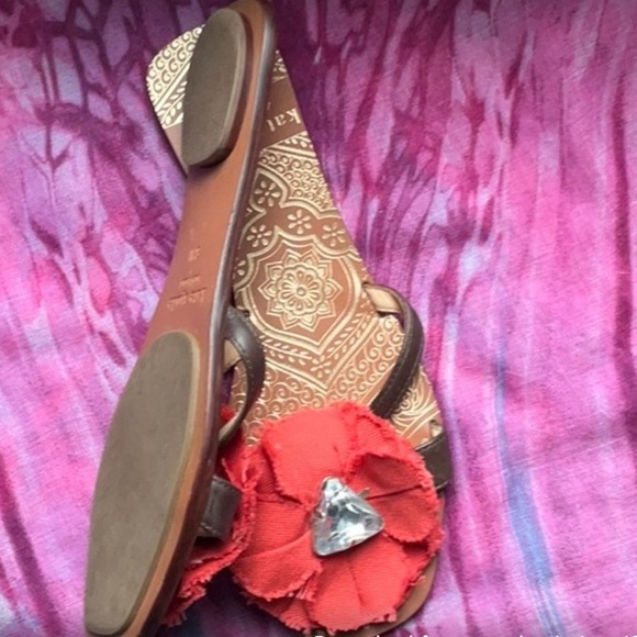 Kate Spade Orange Floral Sandals Sz 6 - Picture 1 of 8